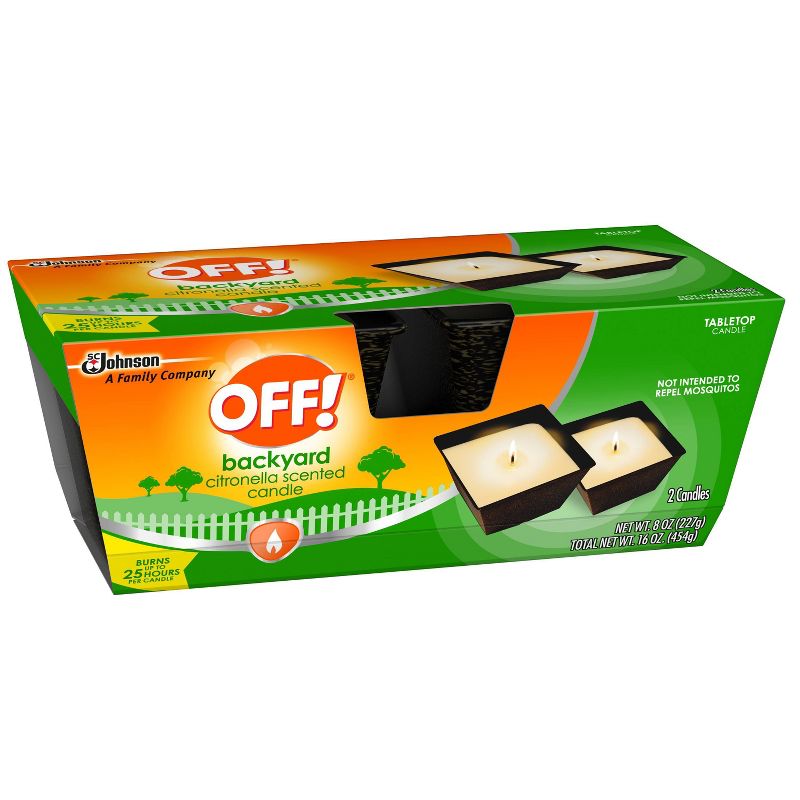 OFF! 2ct 8oz Backyard Citronella Scented Candle