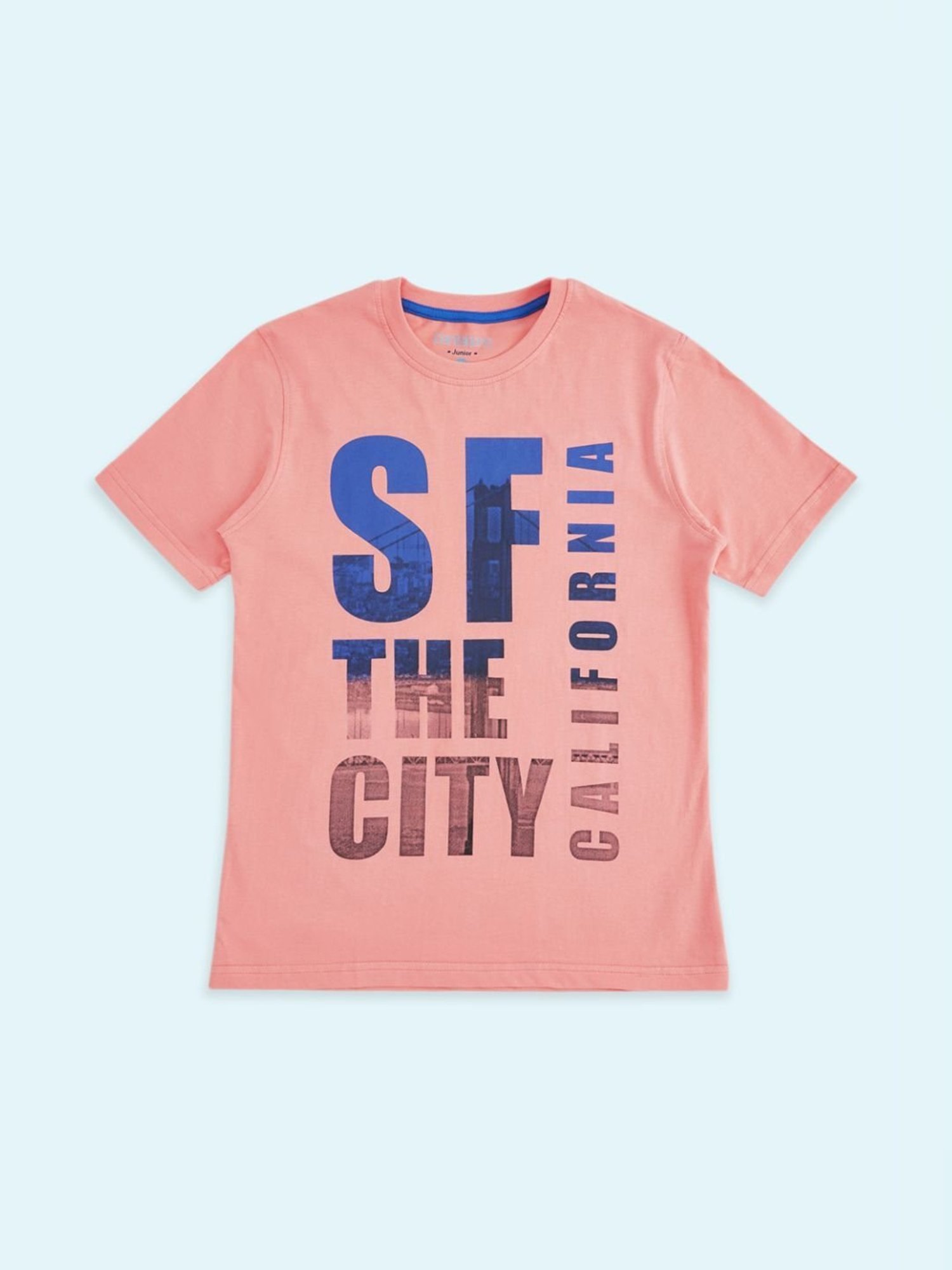 Pantaloons Junior Boys Pink Cotton Printed T-Shirt