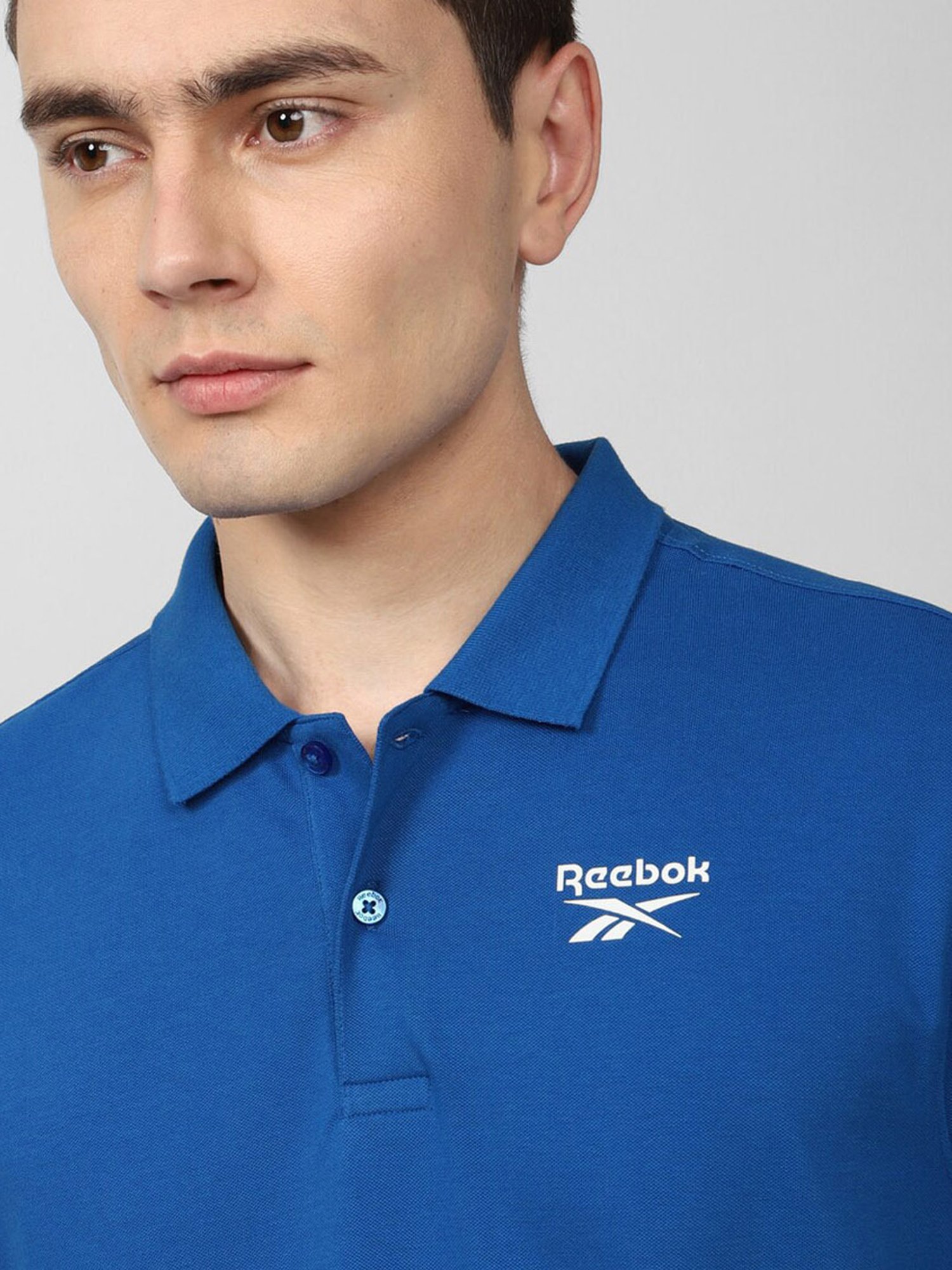 Reebok Blue Cotton Slim Fit Training Sports Polo