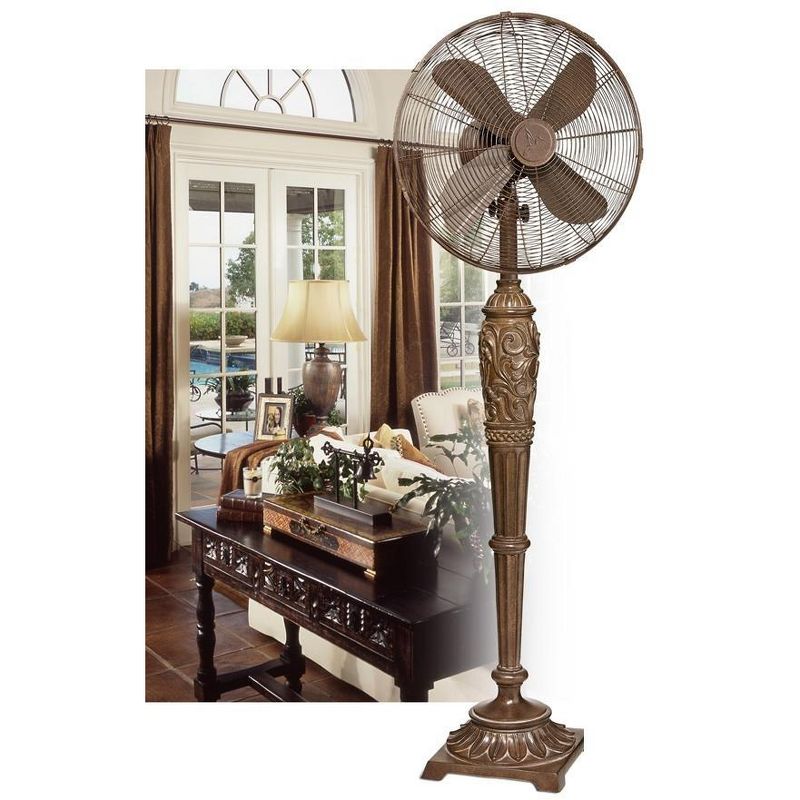 DecoBreeze Cantalonia 17 Inch Indoor Floor Fan with Wood Tone Finish DBF0439
