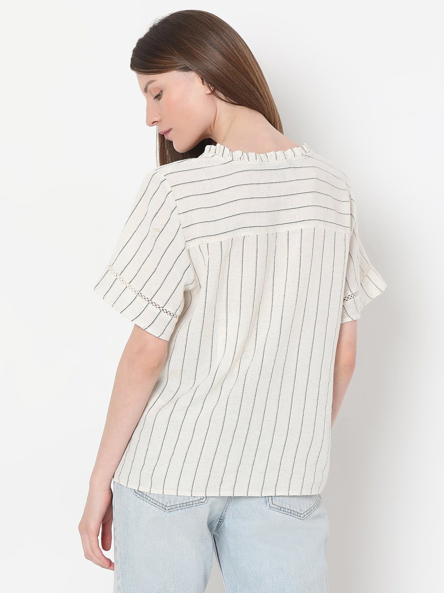 Vero Moda Beige Striped Top