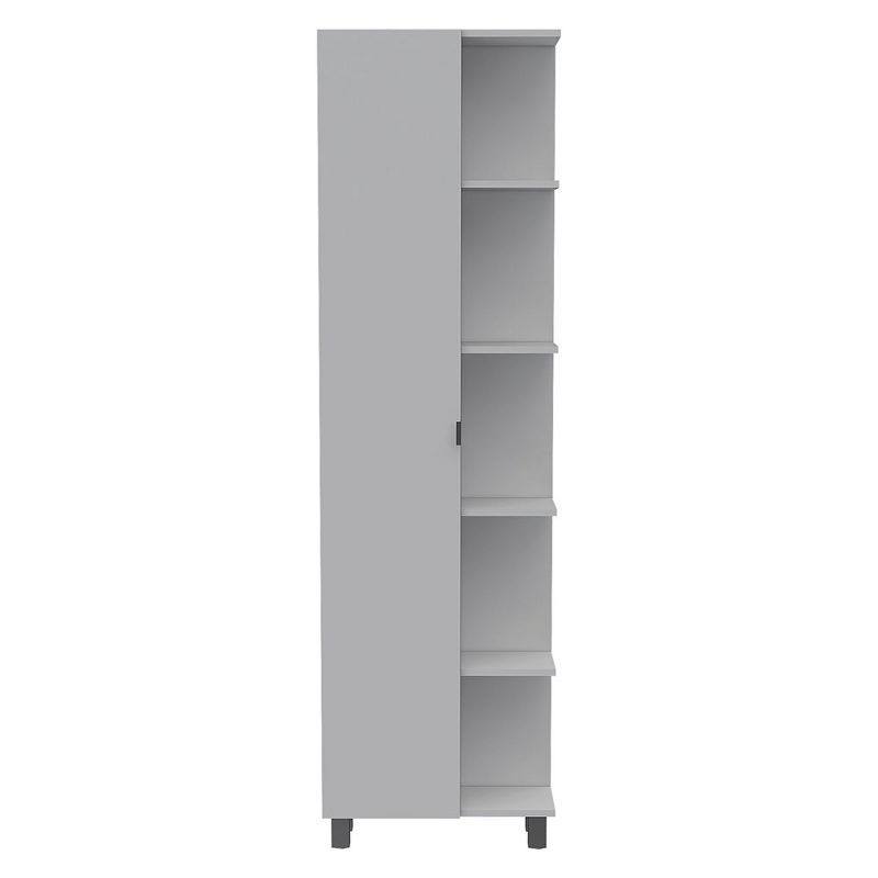 TUHOME Urano Linen Storage Cabinet Organizer with Swinging Hinge Door and 9 Shelves for Bathroom Bedroom Kitchen or Garage, White