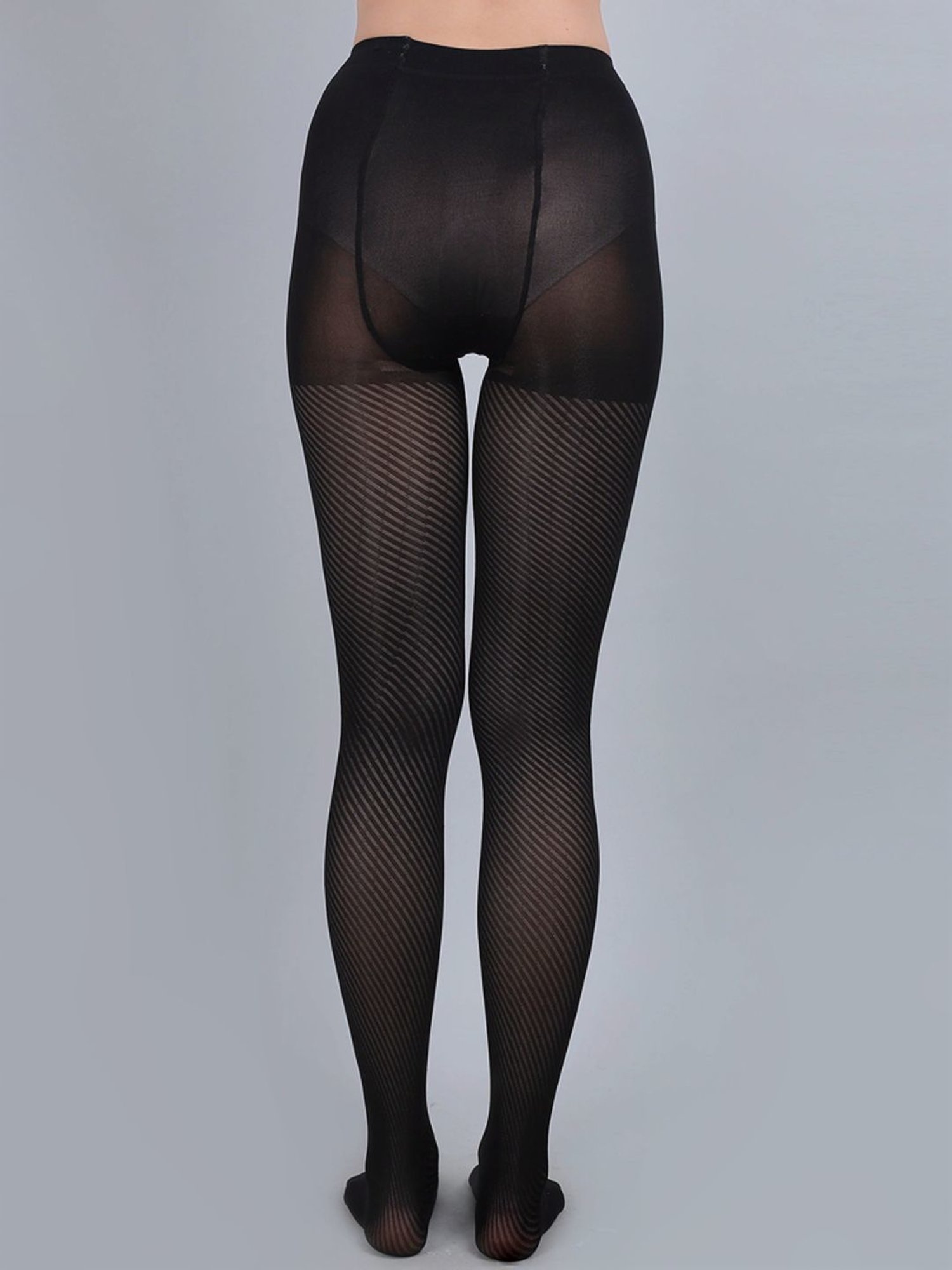 mod & shy Black Self Pattern Pantyhose Stockings