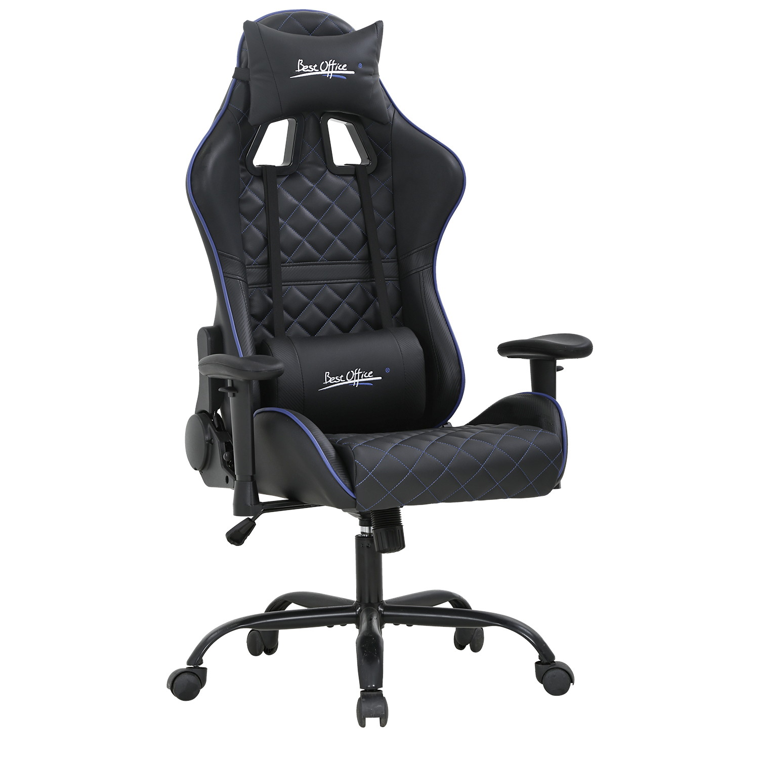 PC Gaming Chair Home Office Chair Ergonomic Computer Chair with Lumbar Support Headrest Adjustable Armrest Rolling Swivel E-Sports Racing Chair Desk Task Chair Blue