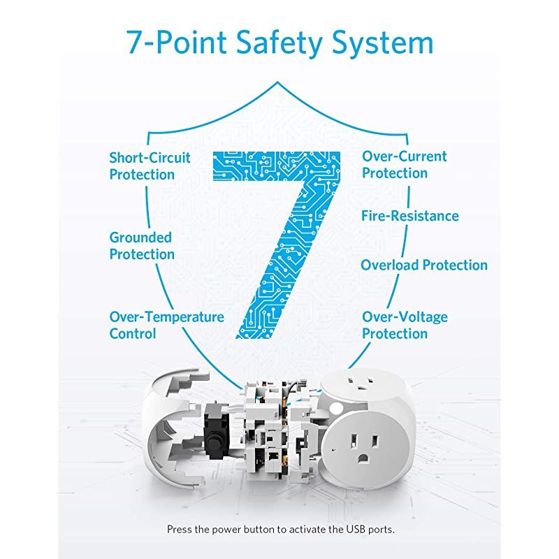 PowerPort Cube USB Power Strip with 3 Outlets and 3 USB Ports Portable Design 5 ft Extension Cord Overload Protection for iPhone XSXR Compact for Travel Cruise Ship and Office