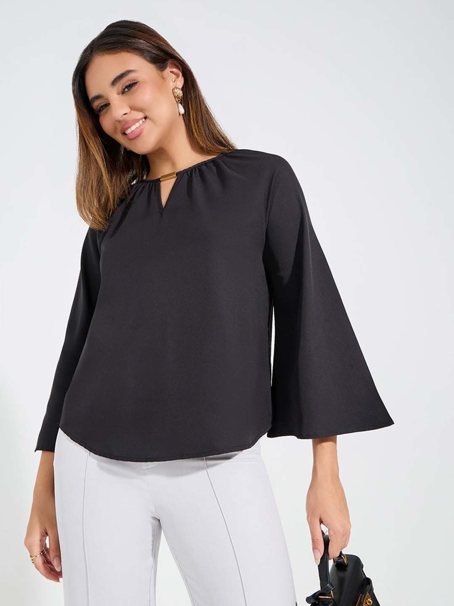 Styli Black Regular Fit Top