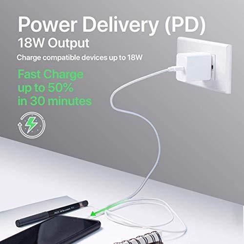 USBC Fast Power Adapter  for Latest iPad Pro 3rd Generon 11inch and 129Inch 18W PD Quick Wall Charger with 66 Feet Braided USBC Cable for Google Pixel 3 Note 10 Galaxy S10 White