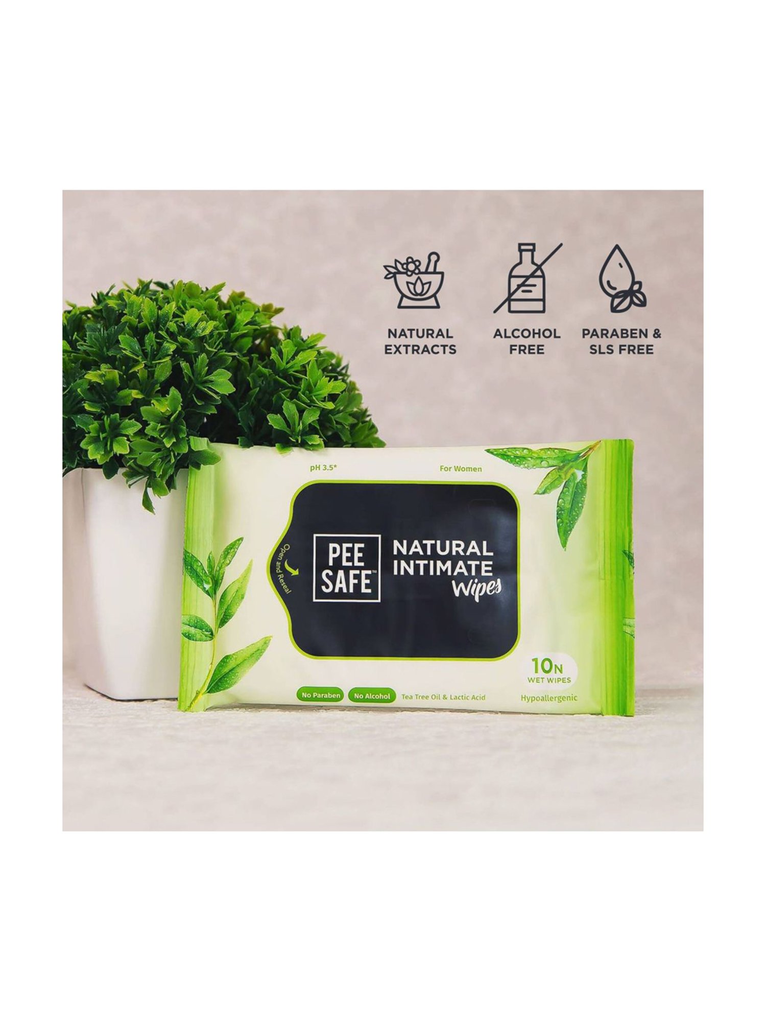 Peesafe Natural Intimate Wipes (Pack of 4)