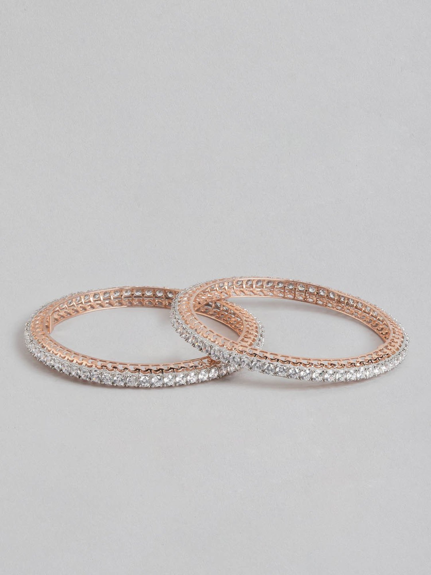 Zavya 925 Silver Rose Gold Elegance CZ Bangle for Women