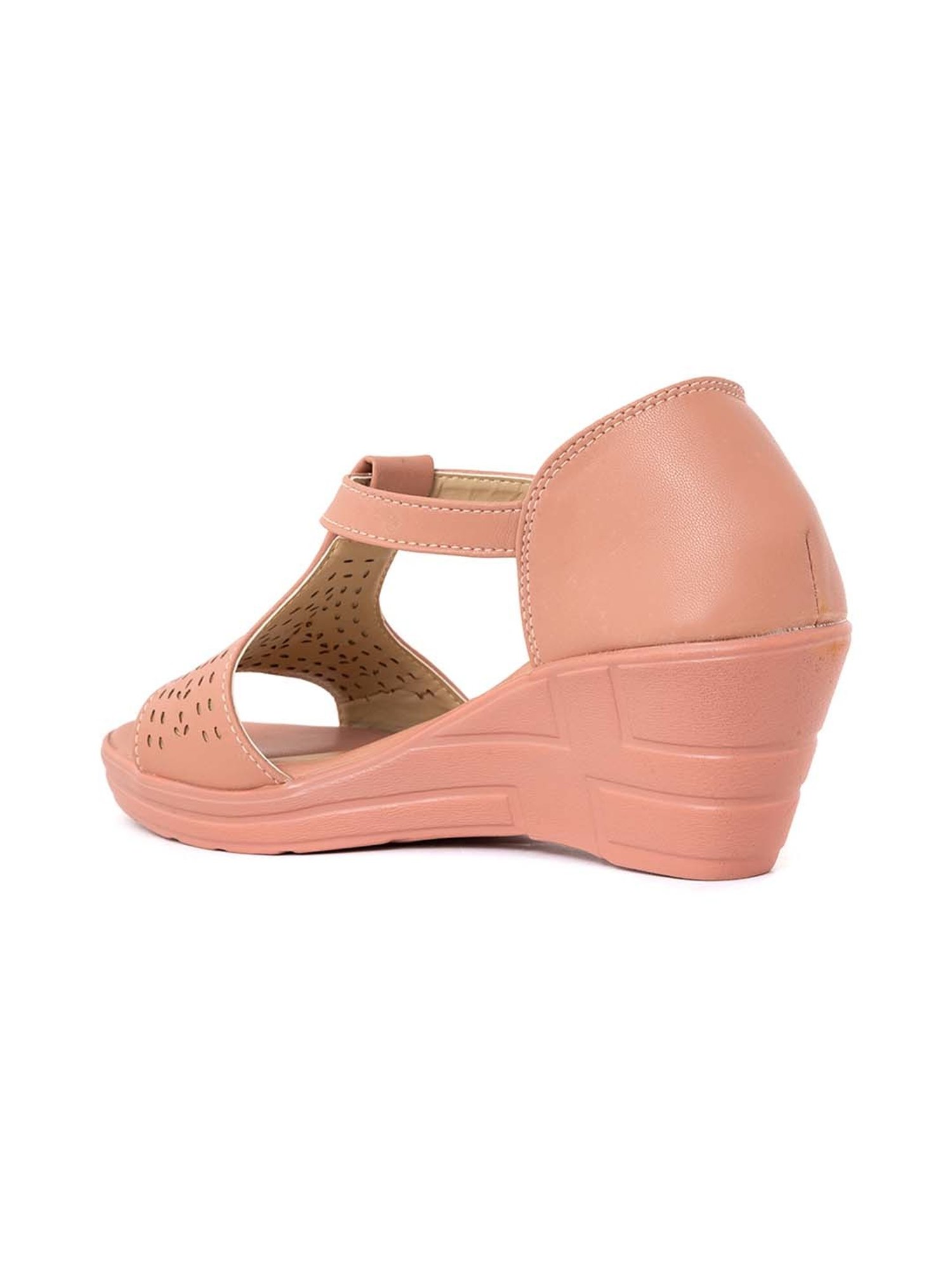 Khadim Women's Pink Ankle Strap Wedges