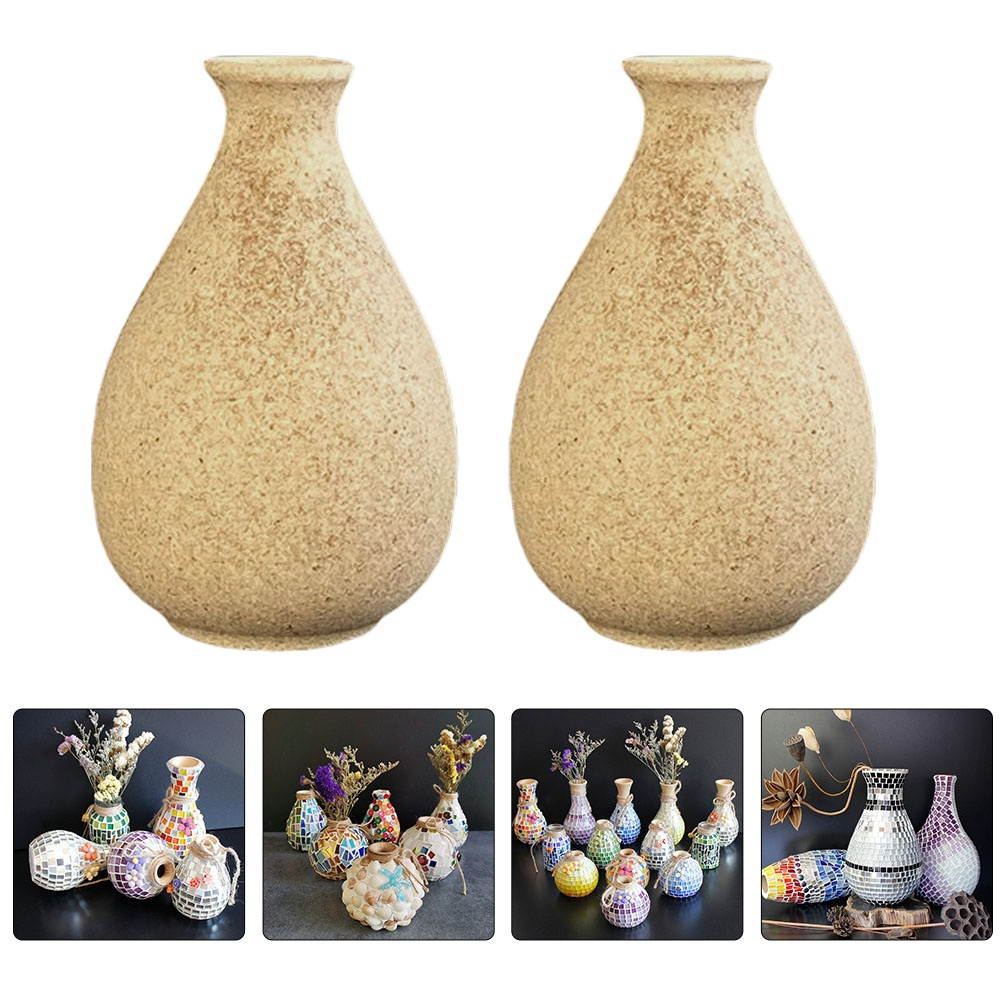 2Pcs Handmade Vases Adorable Wood Flower Vases Unique DIY Wood Vases (Khaki)