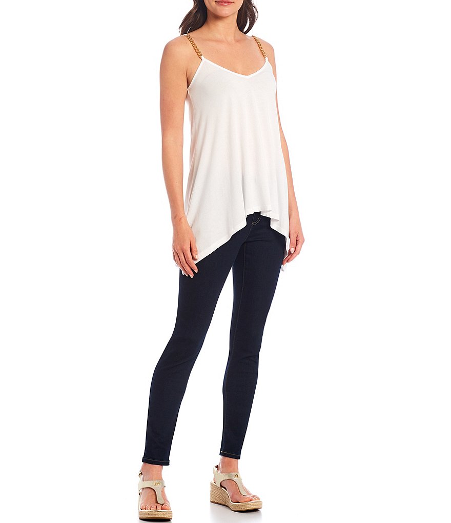 MICHAEL Michael Kors Knit Jersey V-Neck Chain Strap Tank