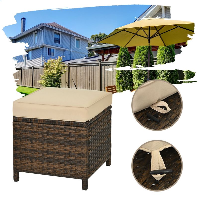 Costway 6PCS Patio Rattan Dining Sofa furniture Set Ottoman Table Lower Shelf