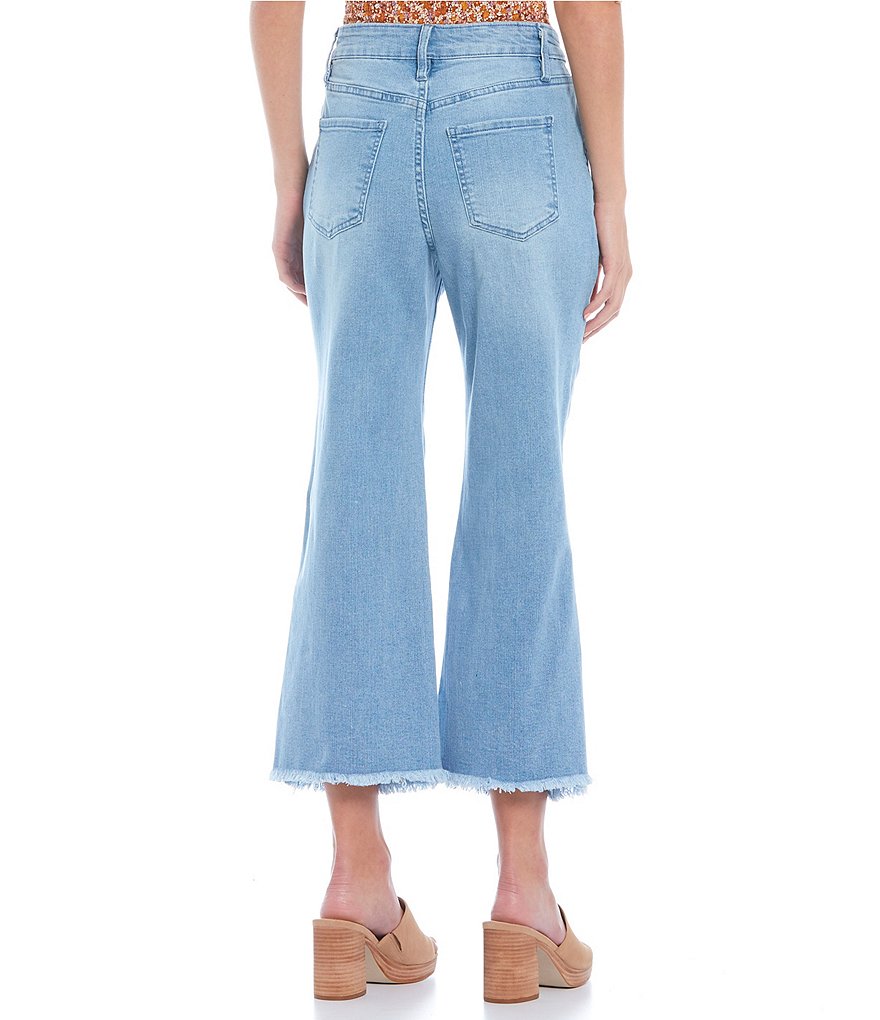 YMI Jeanswear High Rise Cropped Frayed Wide Leg Jeans