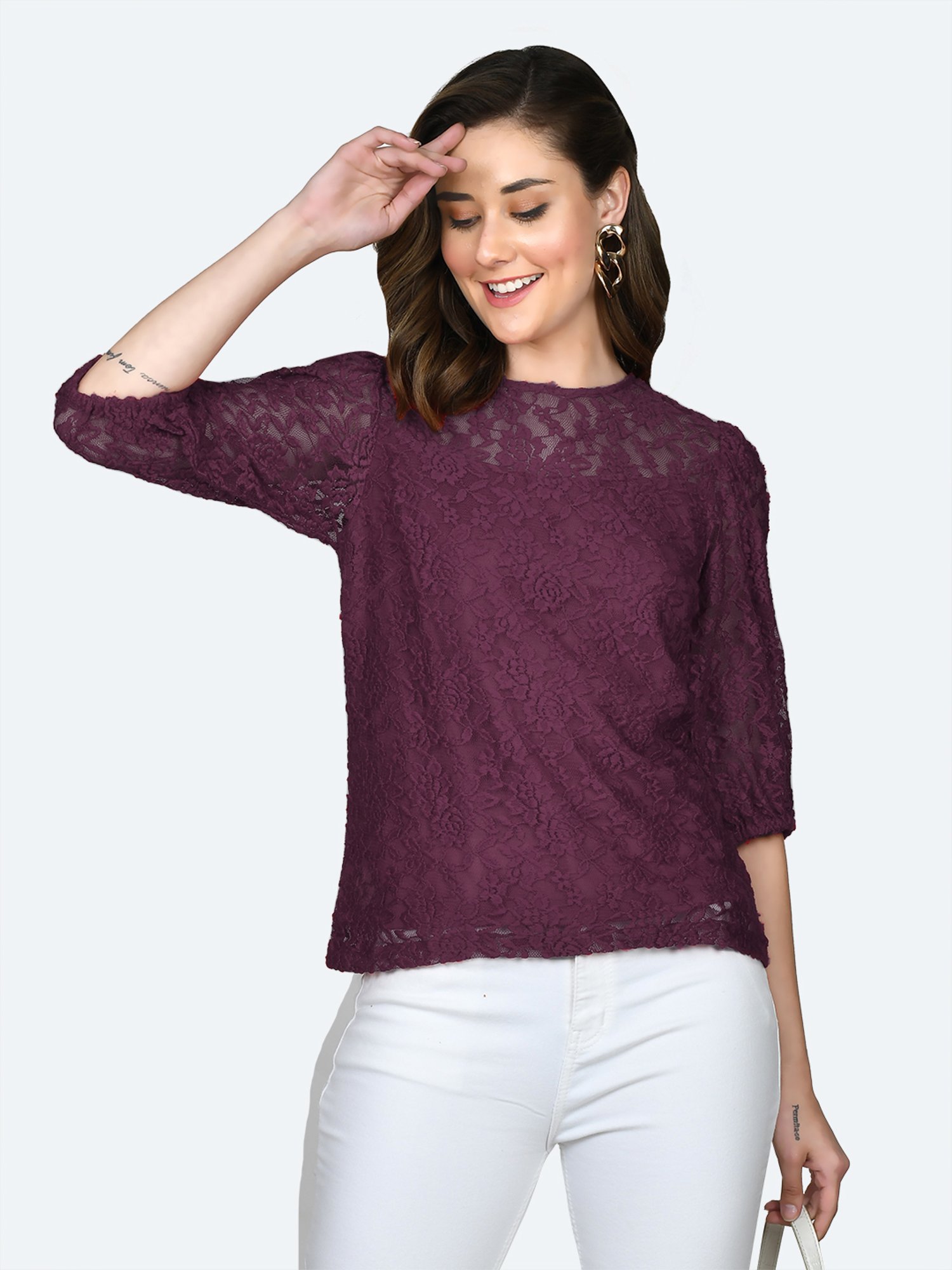 Zink London Wine Lace Top