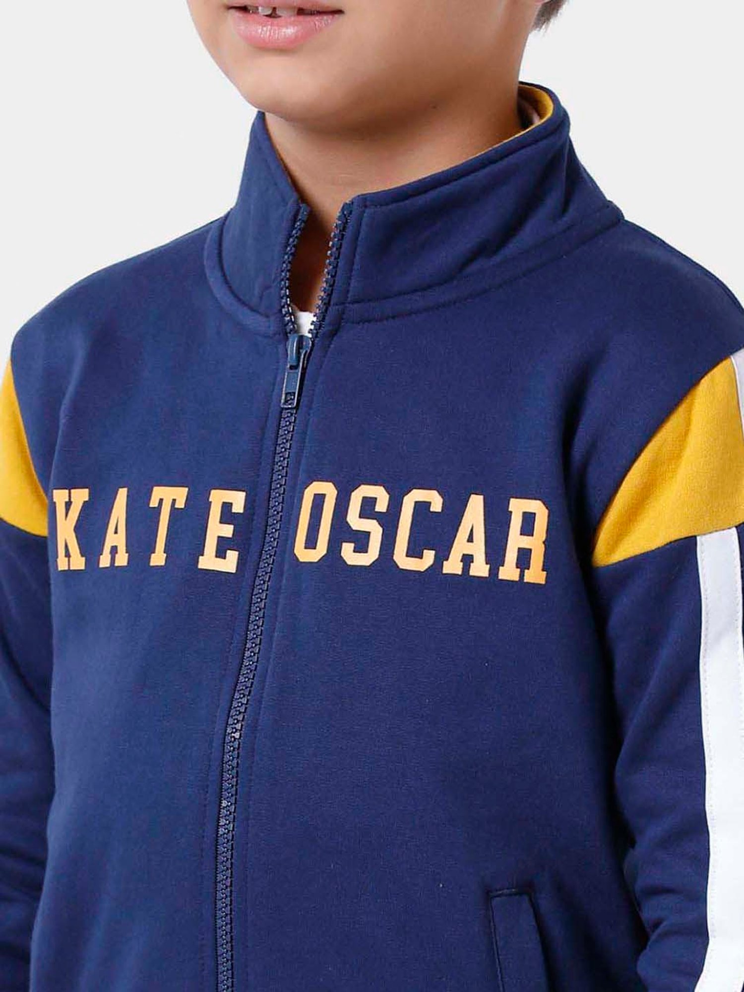 Kate & Oscar Kids Navy & White Cotton Printed Full Sleeves Sweatshirt