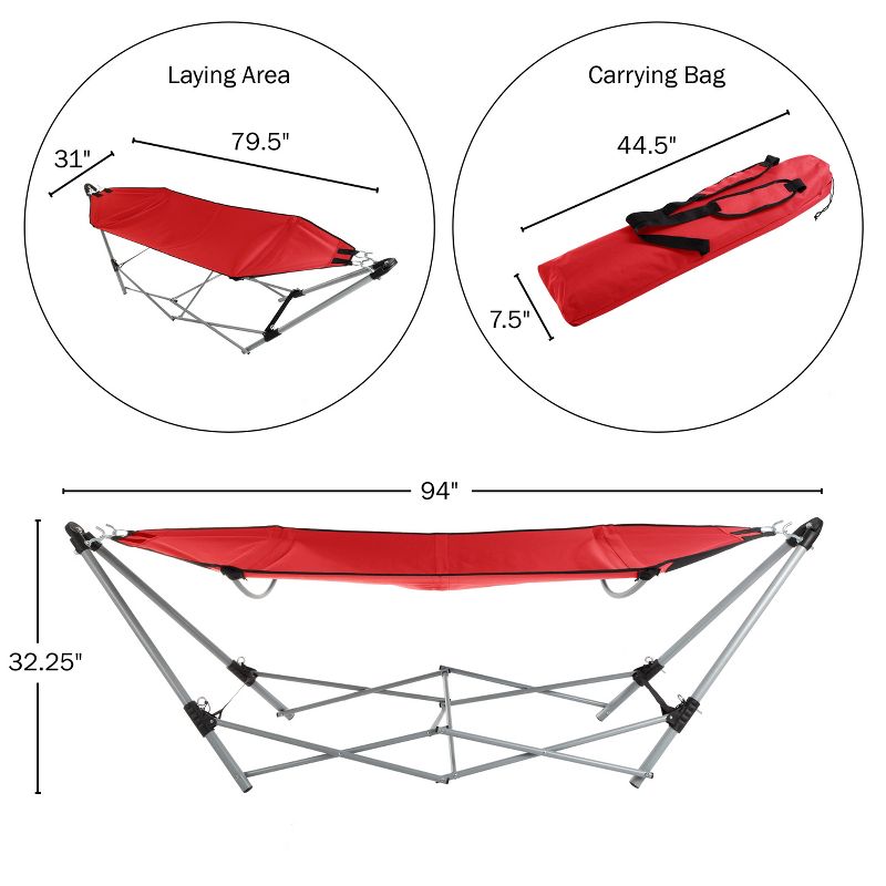 Hastings Home Portable Hammock with Stand, Red