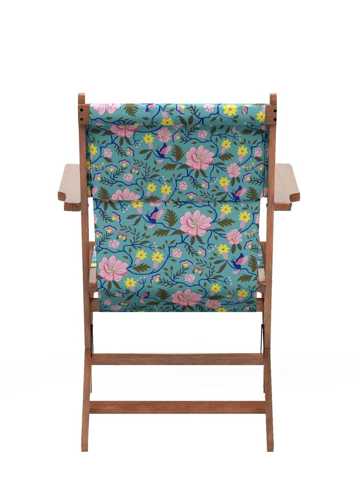 Chumbak Bistro Spring Bloom Floral Black Wood Folding Chair