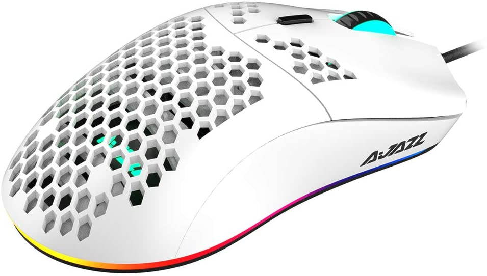 A-jazz AJ390 Gaming Mouse with 16,000 DPI Optical Sensor Chroma RGB Lighting,69g Lightweight Honeycomb Shell, Ultraweave Cable,6 Programmable Buttons for PC Gamer
