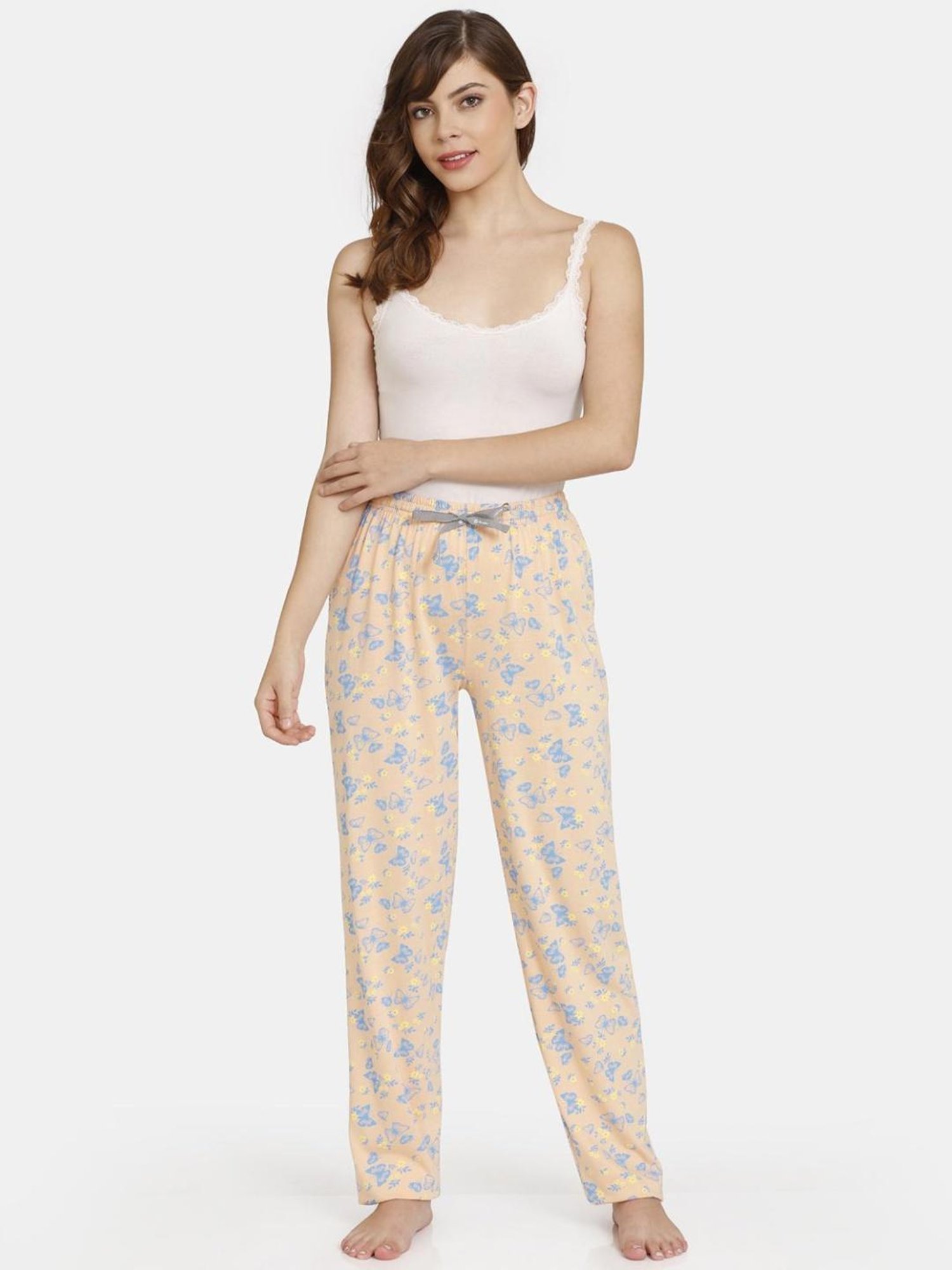 Rosaline by Zivame Peach Printed Pajamas