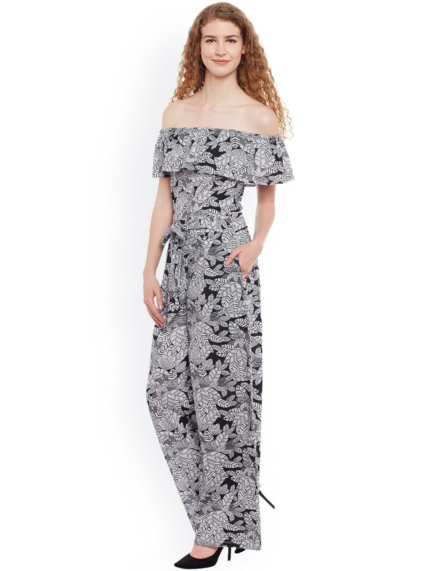 Belle Fille Black & White Printed Jumpsuit