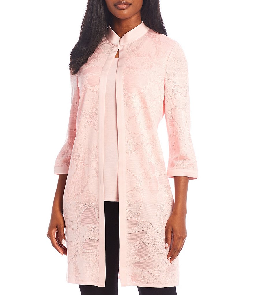 Kasper Snap Front One Button Notch Crepe Jacket