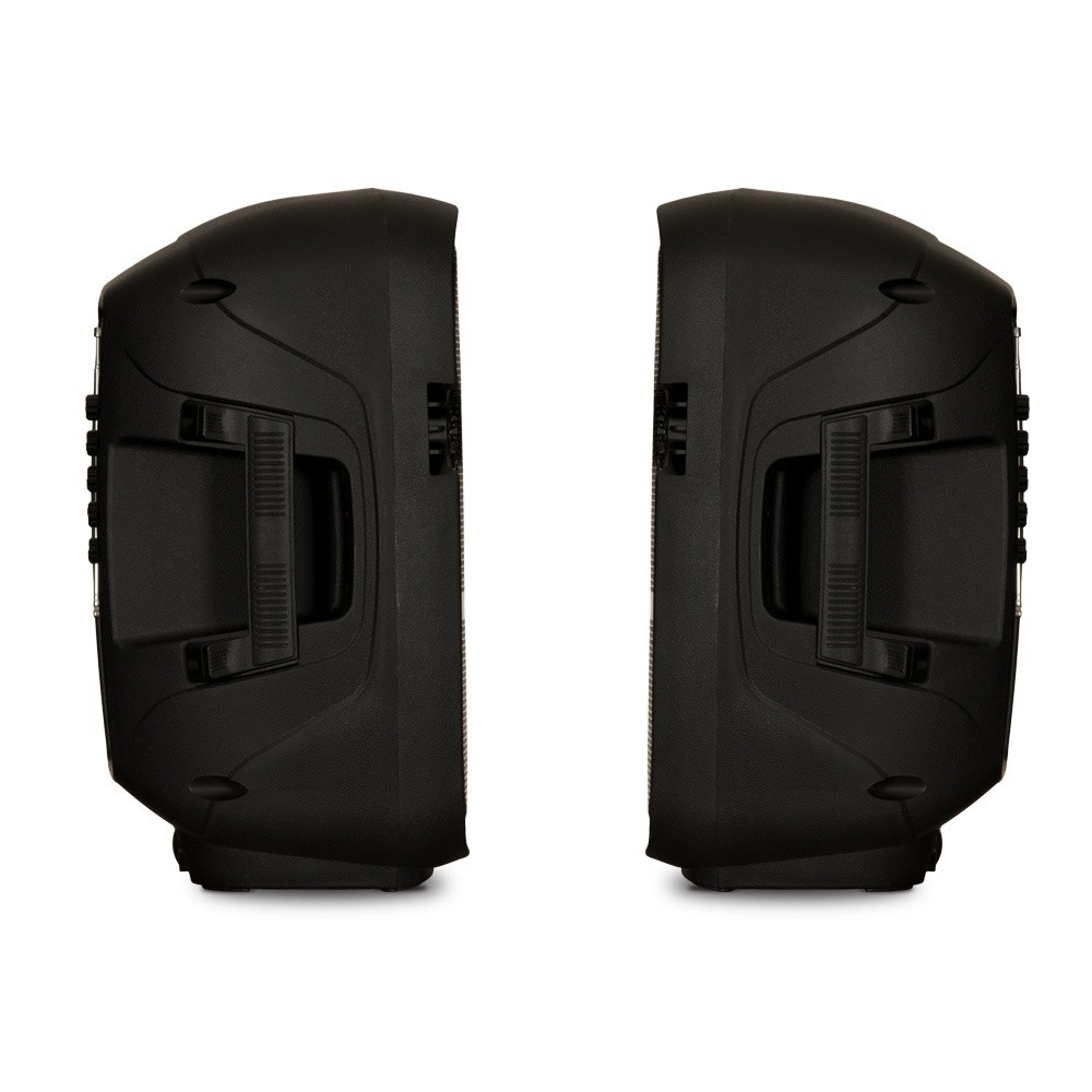 Acoustic Audio PRTY82 Battery Powered 8" Bluetooth LED Speakers with Wireless Mics and Stands