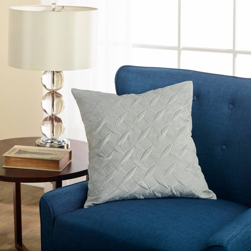 20"x20" Diamond Quilt Plush Reversible Throw Pillow Gray - Sure Fit