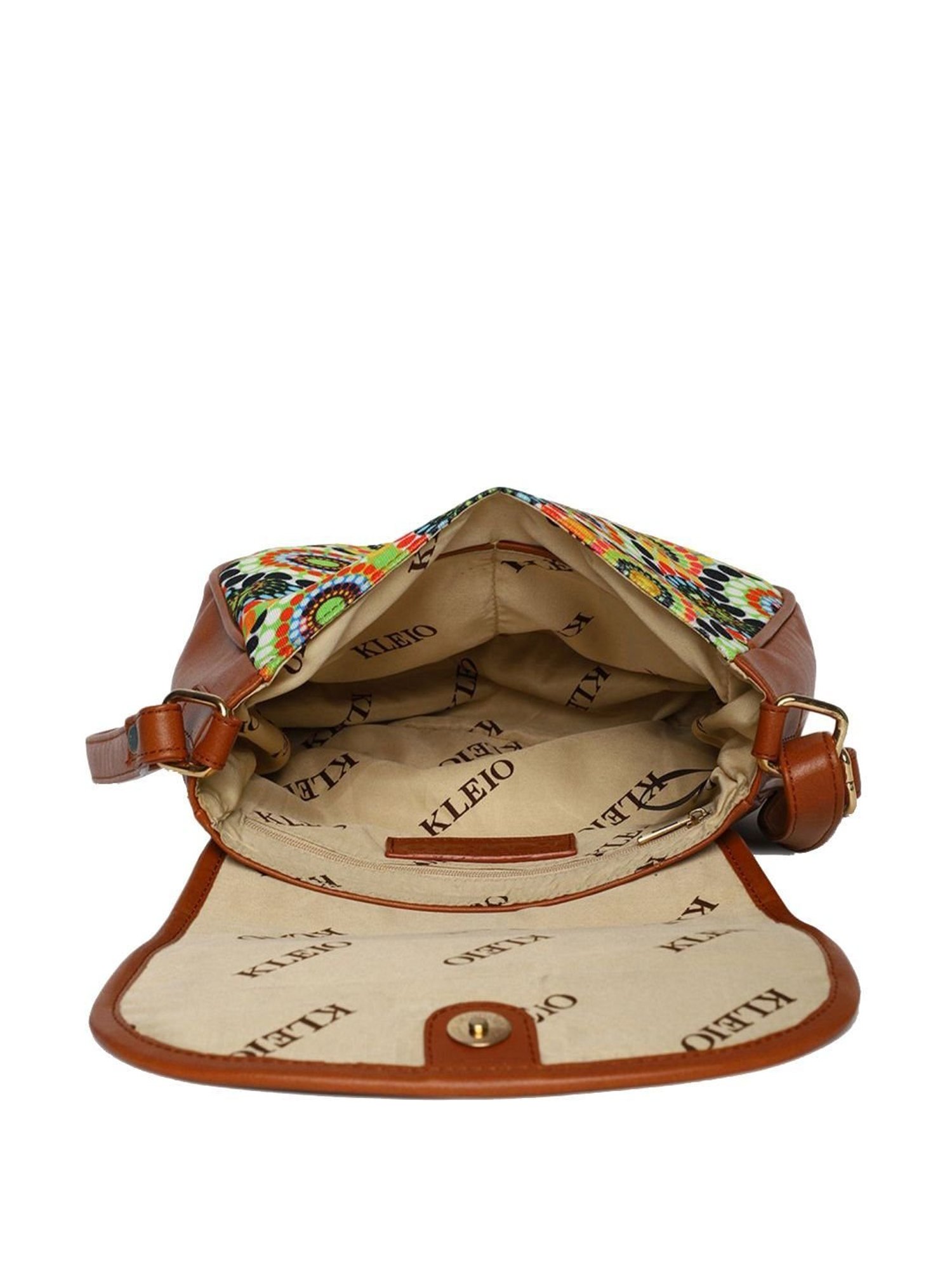 KLEIO Tan Printed Medium Sling Handbag