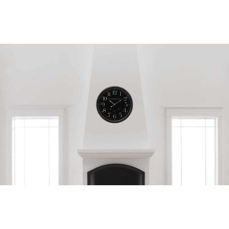 25" Round Iron Wall Clock Black - Yosemite Home Decor