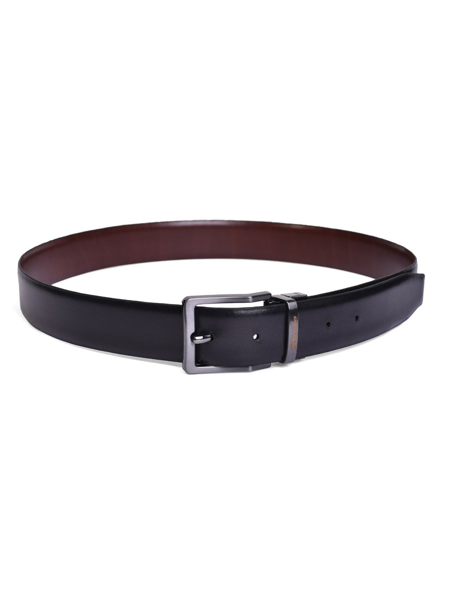 BELWABA Black & Brown Formal Reversible Leather Belt for Men