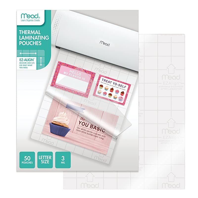 Thermal Laminating Sheets / Pouches, 3 Mil Letter Size with EZAlign Grid, 50 Pack (39028)