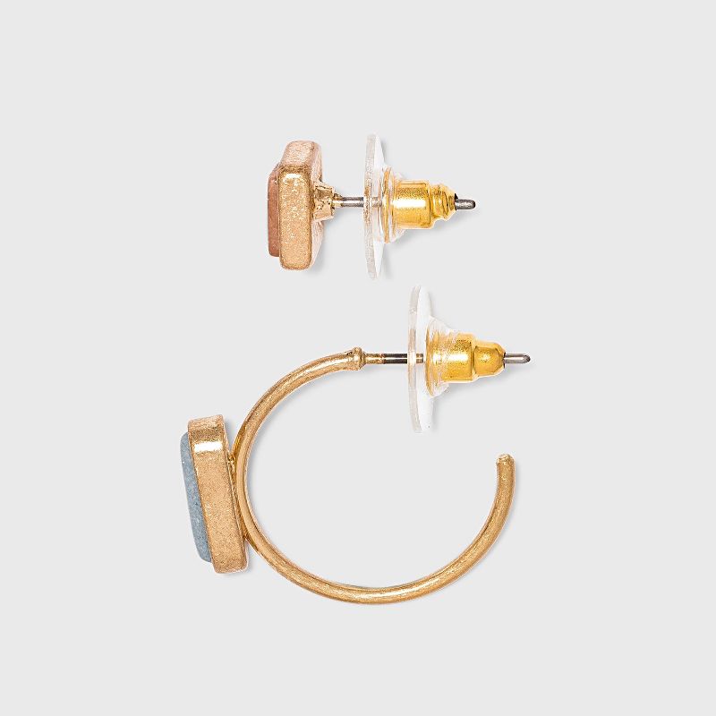 Semi-Precious Sunstone Angelite Multi Earring Set 8pc - Universal Thread™ Gold