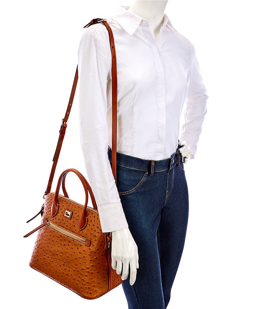 Dooney & Bourke Ostrich Collection Large Domed Satchel Bag