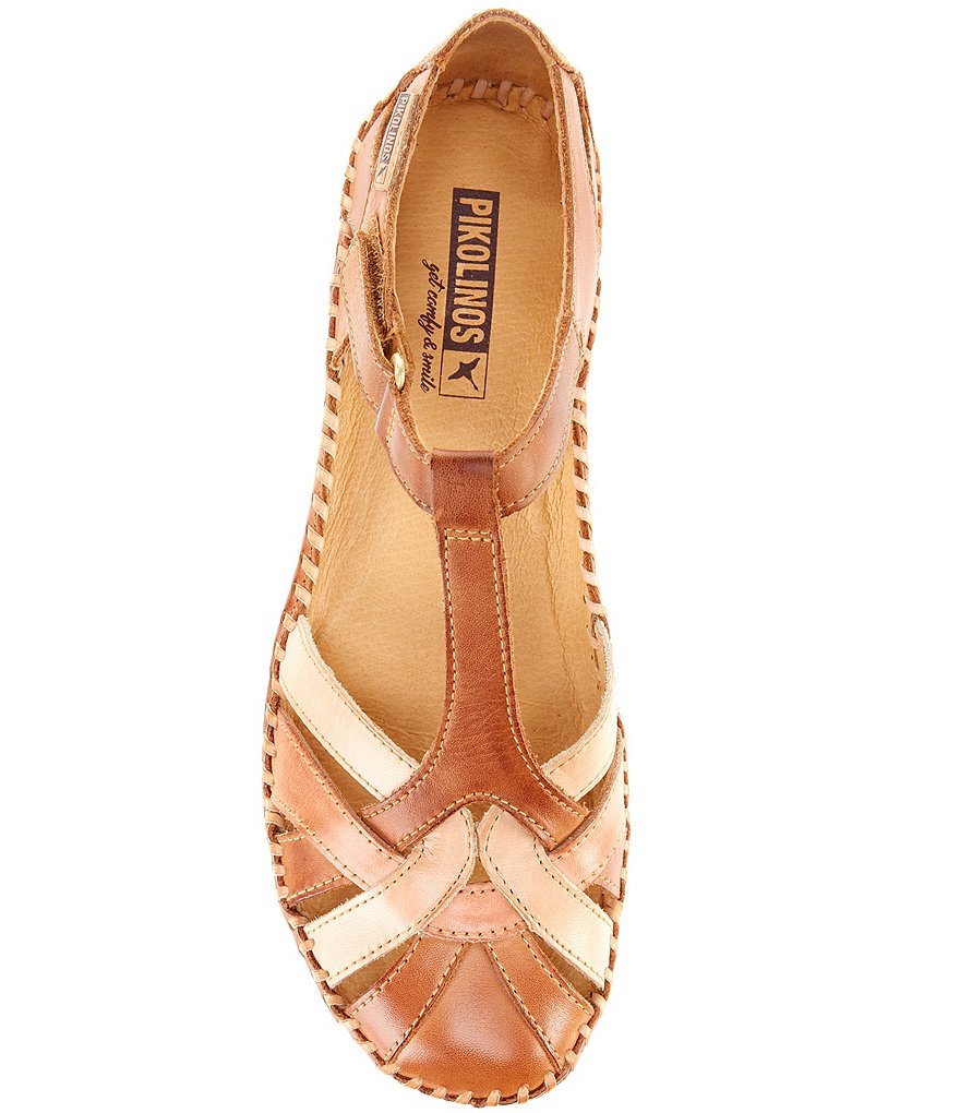 Pikolinos Puerto Vallarta Leather T-Strap Wedge Sandals