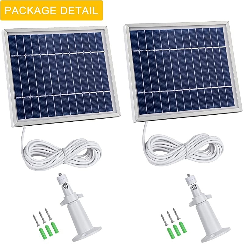 2 Pack Solar Panel Compatible with Arlo Pro 2 118Ft Outdoor Power Charging Cable and Adjustable Mount Not for Arlo Ultra and Arlo Pro3Silver