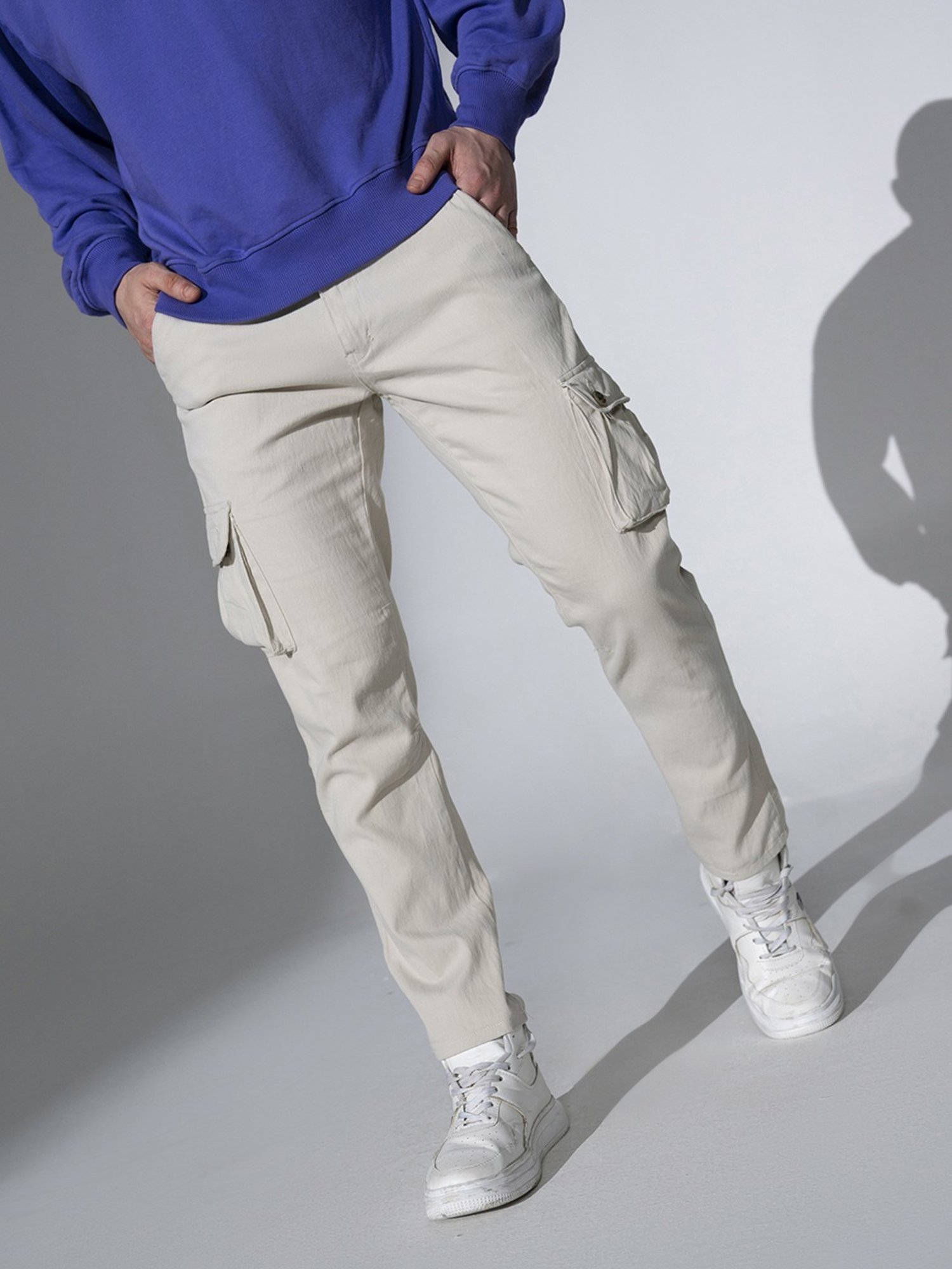 Hubberholme Beige Cotton Regular Fit Joggers