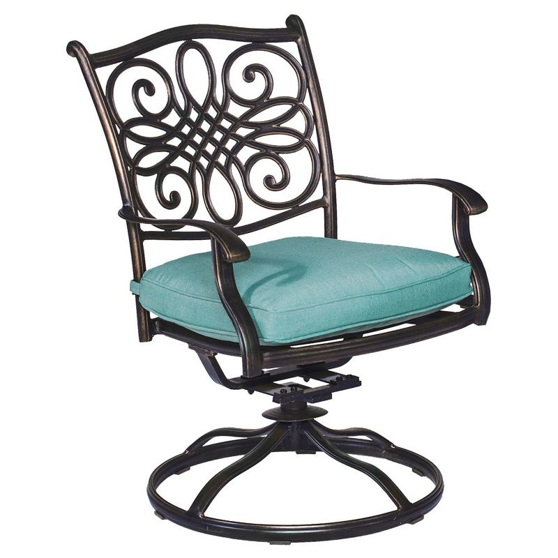 Traditions 5pc Round Metal Patio Dining Set - Blue - Hanover