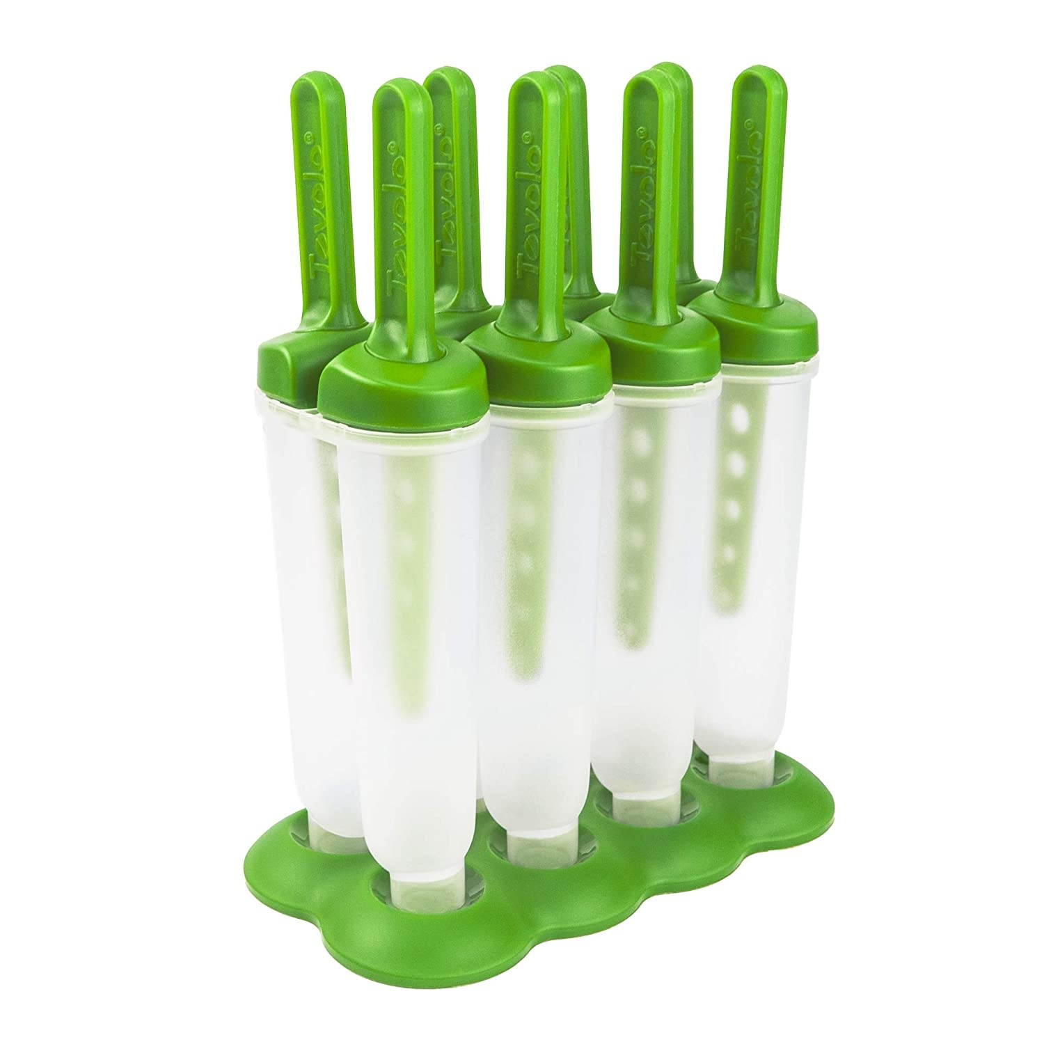 Tovolo, Drip-Guard Handle 4 Oz, Set of 4 Twin Ice Pop Molds, Popsicle Makers with Reusable Sticks, Mess-Free Frozen Treats, Green