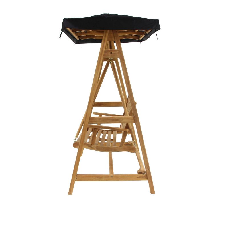 77"x60" Traditional Teak Patio Chaise Lounge - Brown - Olivia & May