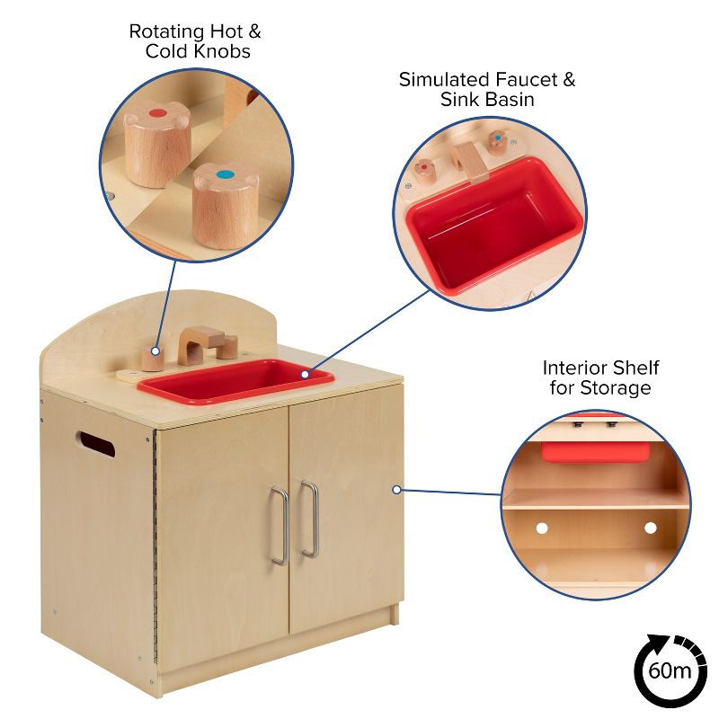 Emma and Oliver Children's Wooden Kitchen Set-Stove/Sink/Refrigerator for Commercial or Home Use