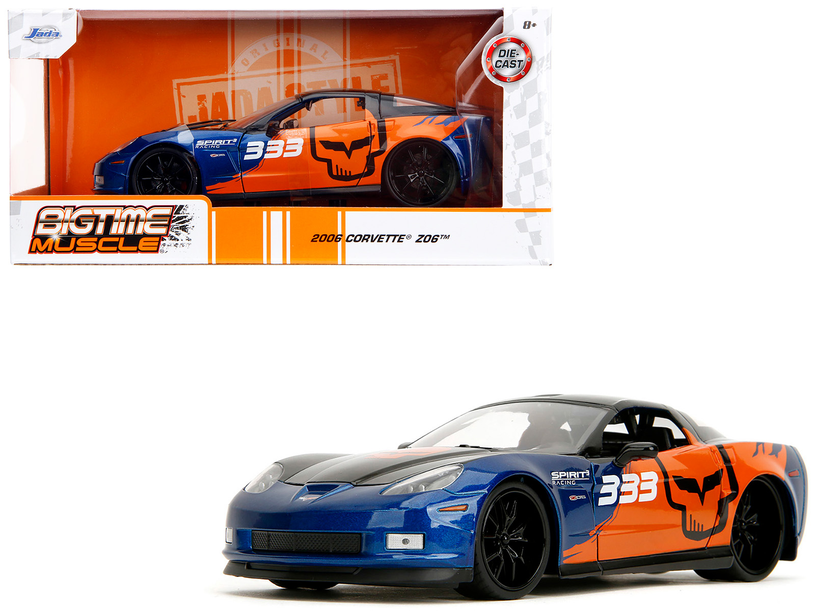 2019 Chevrolet Corvette Z06 Sebring Orange with Black Hood "Sports Cars" Series 1/64 Diecast Model Car by Auto World