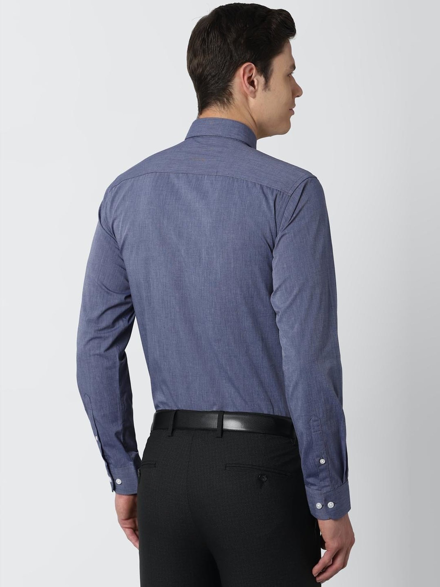 Sojanya Blue Cotton Regular Fit Self Pattern Shirt