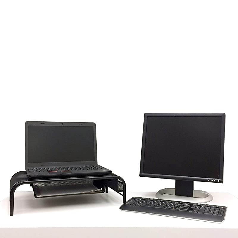 MESHMONSTABLK Metal Mesh Monitor Stand and Desk Organizer with Drawer Blackfrom Quality Materials