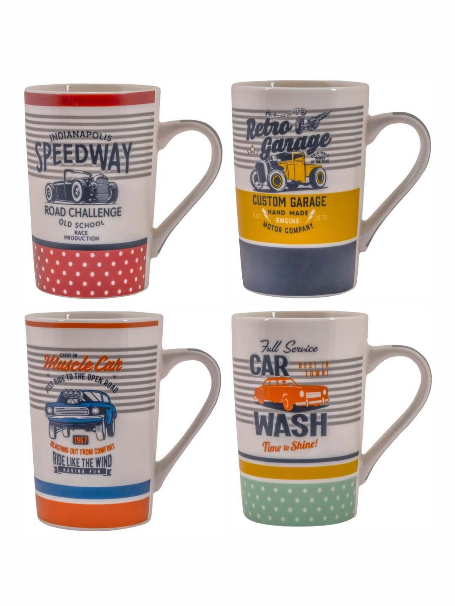 White Gold Multicolor Porcelain 8 cm Mug - Set of 4