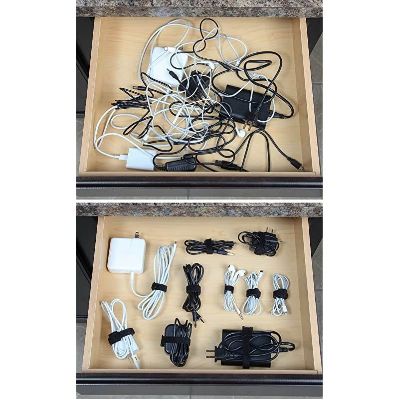 Cord Cable Management Ties 30 8 Reusable SelfGripping Cord Straps Organize Cables Cords and Wires Cord Organizer for Desks and Offices Black