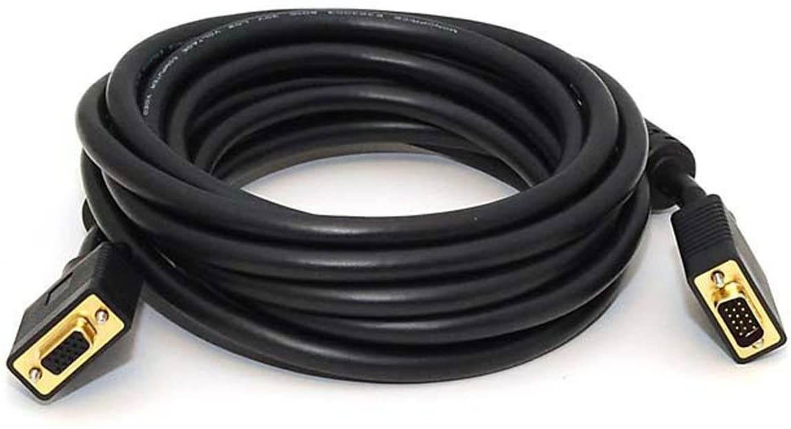cables direct online 15ft svga + audio monitor cable, male to male 1080p super vga display cord for pc projector laptop tv
