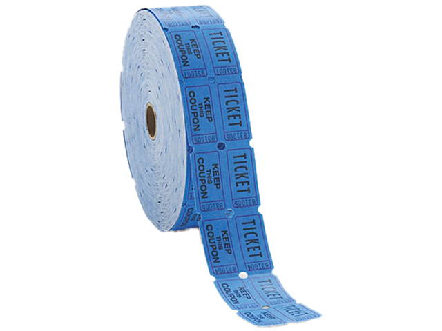 PM Company 59004 Consecutively Numbered Double Ticket Roll, Blue, 2000 Tickets/Roll