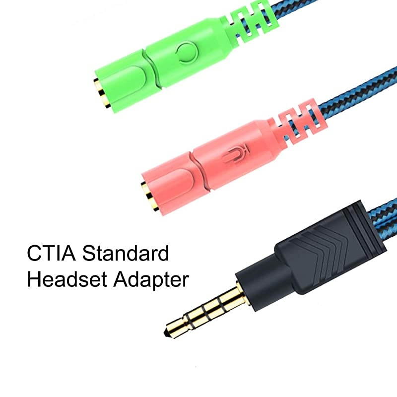 35mm Jack Cable Headset Adapter Kit Mutual Convertors for LaptopMacPS4SmartphoneXbox OneTablet Earphone with HeadphoneMicrophone Simultaneously Y Splitter Audio 2 Female to 1 Male