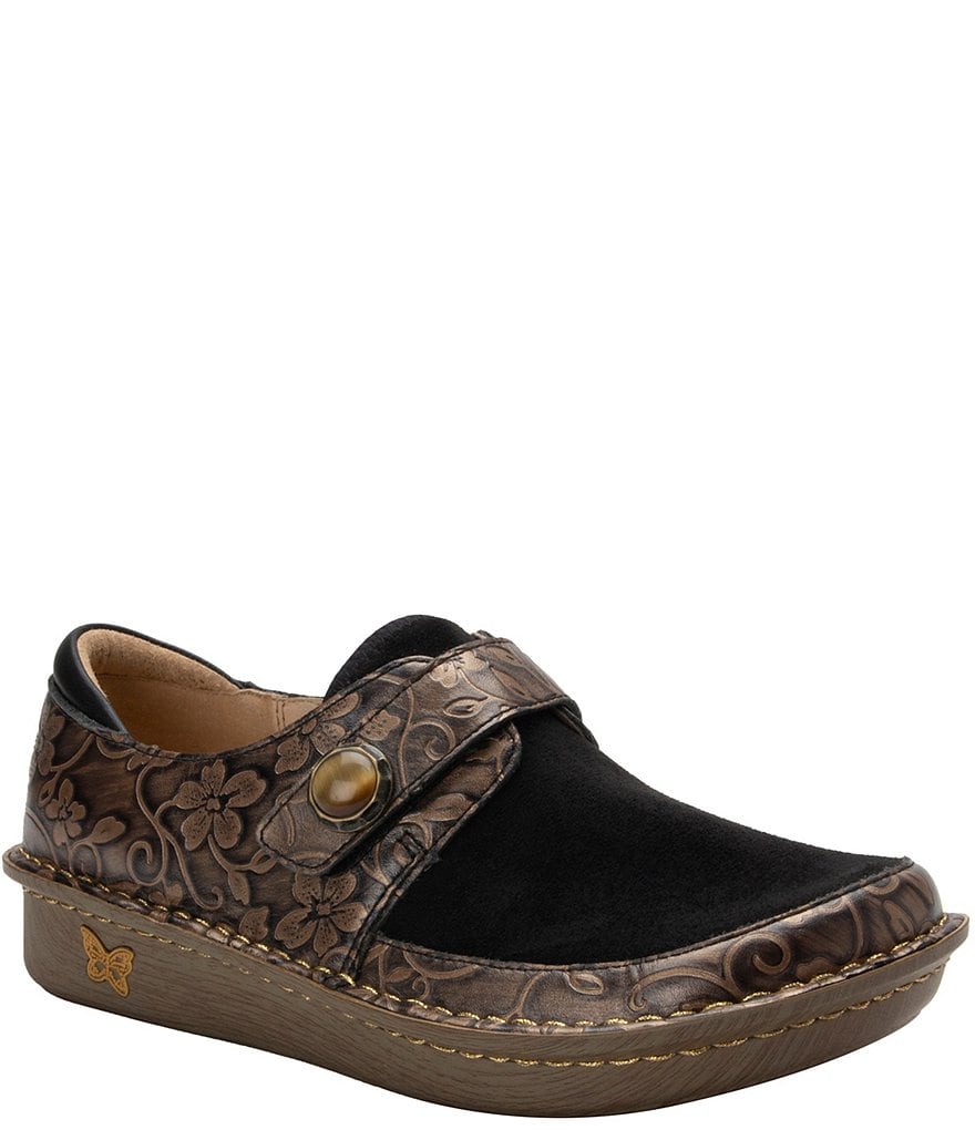 Alegria Brenna Rustic Printed Leather Monk Strap Slip-Ons